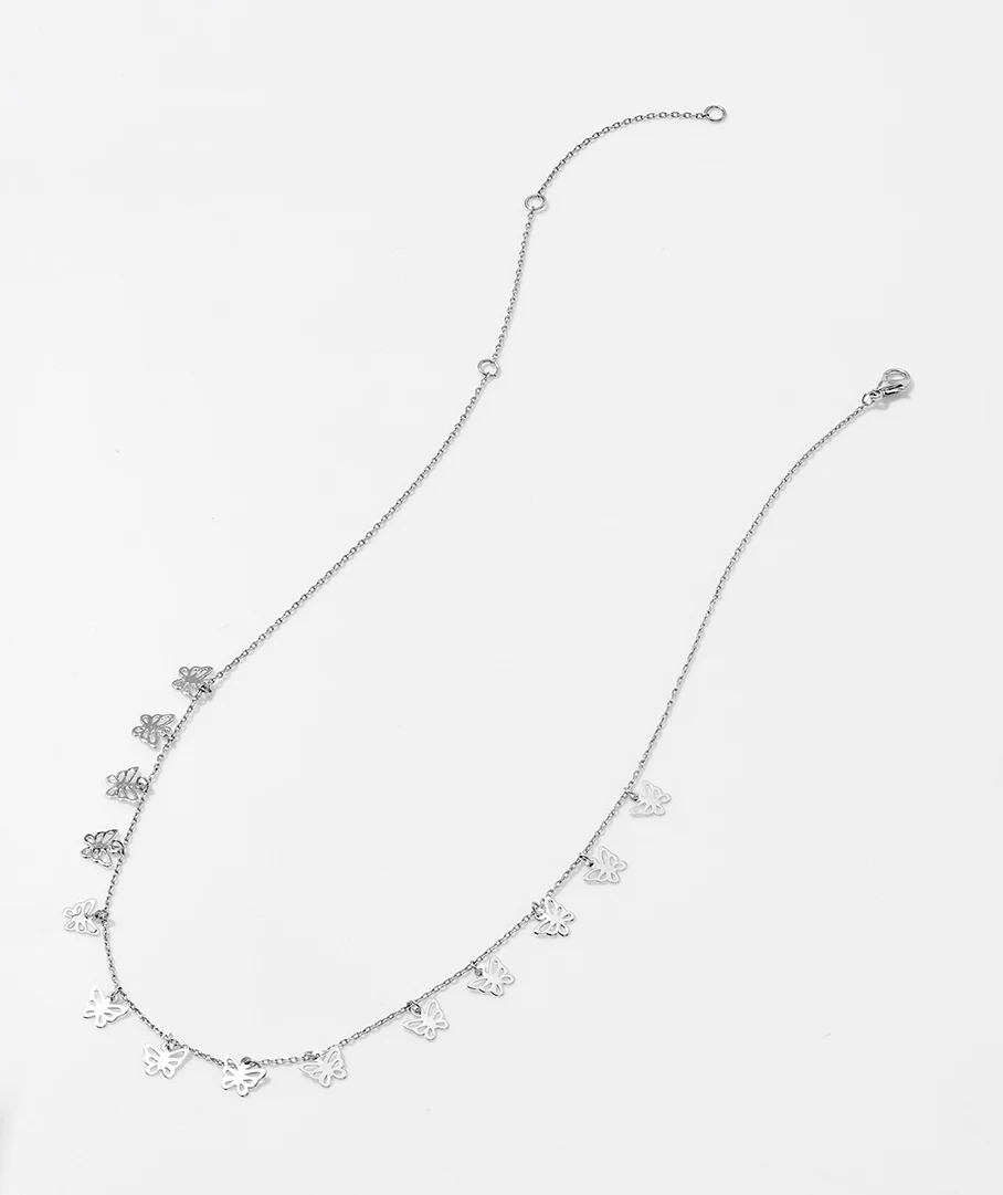 SILVER BUTTERFLY CHOKER NECKLACE