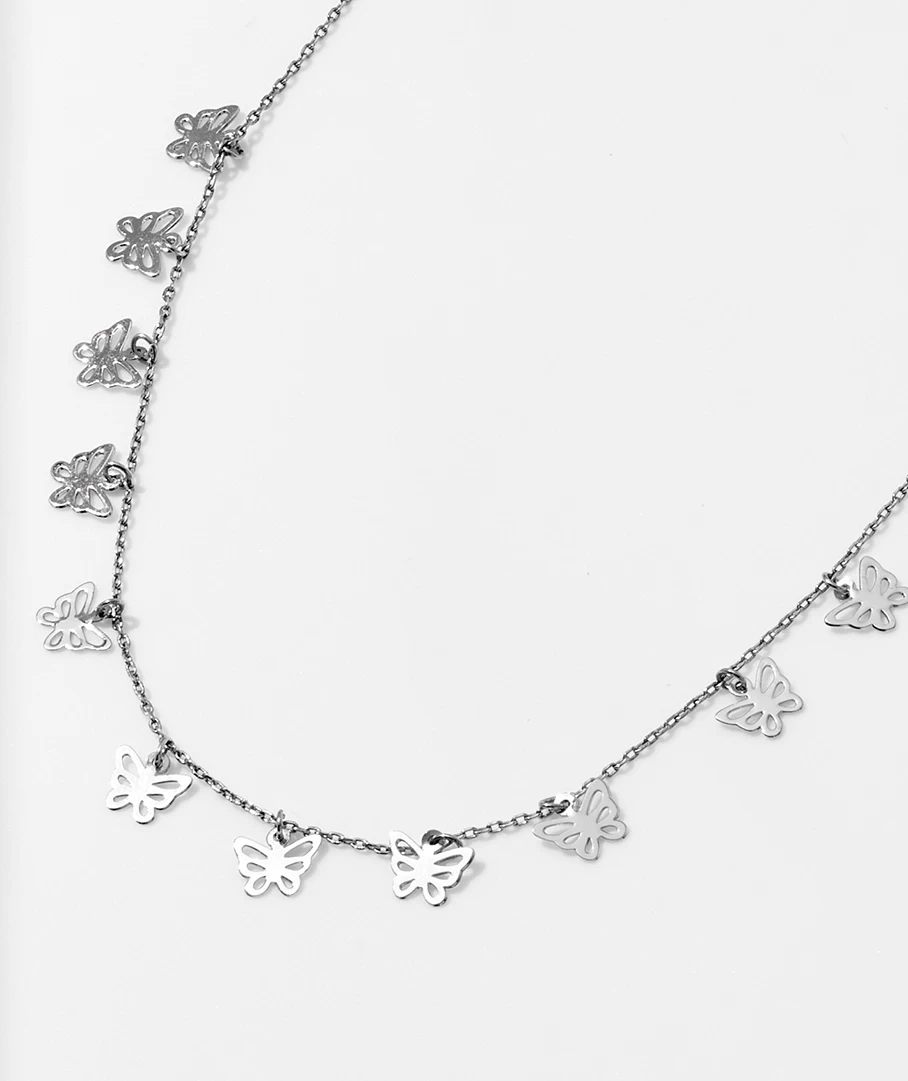 SILVER BUTTERFLY CHOKER NECKLACE - Image 2