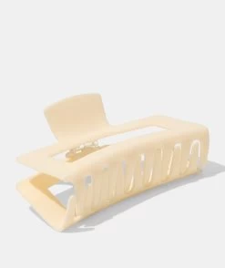 ECRU LARGE OPEN RECTANGLE HAIR CLAW