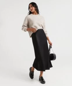 SHAYLA SATIN BIAS MIDI SKIRT