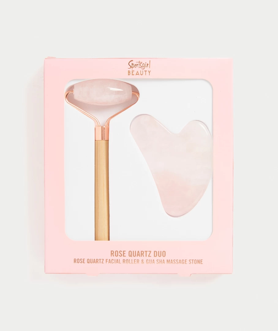 ROSE QUARTZ DUO - FACIAL ROLLER AND GUA SHA MASSAGE STONE