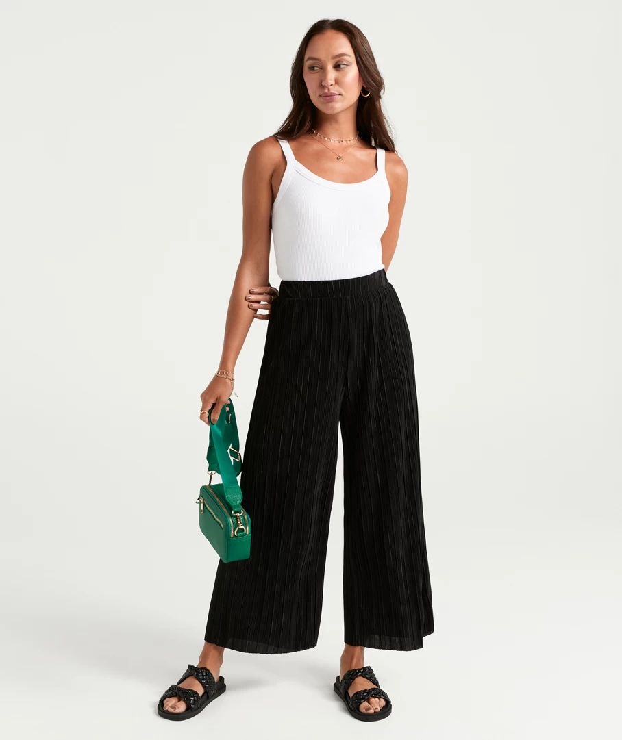PLISSE PLEATED CULOTTE PANTS
