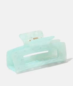 MINT MARBLE OPEN RECTANGLE HAIR CLAW