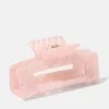 PALE PINK MARBLE OPEN RECTANGLE HAIR CLAW