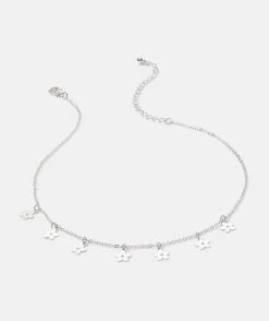 SILVER DAISY CHAIN CHOKER NECKLACE