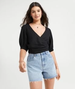 TIA LINEN CROSS OVER TOP