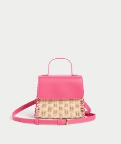 POPPY PINK WICKER MINI BAG