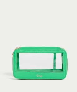 SG COLLECTION - CLEAR & GREEN RECTANGLE COSMETIC CASE