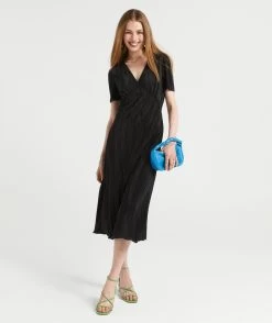TULLY PLISSE PLEATED MIDI DRESS