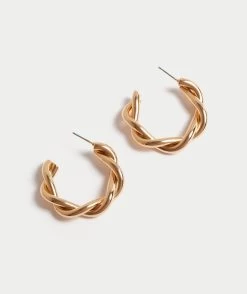 GOLD PLATED CROISSANT HOOP EARRINGS
