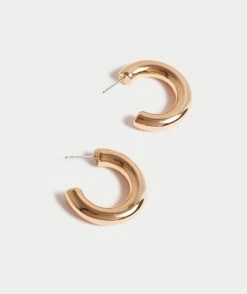 GOLD PLATED BOLD HOOP EARRINGS