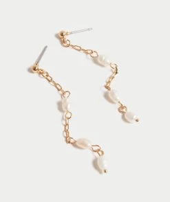 GOLD PLATED FRESHWATER PEARL DROP EARRING