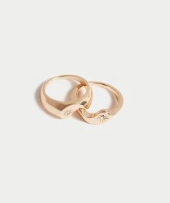 GOLD PLATED YIN YANG RING DUO