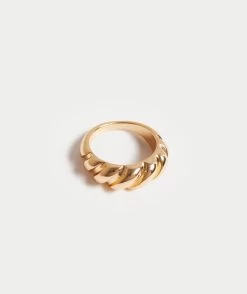 GOLD PLATED CROISSANT SIGNET RING