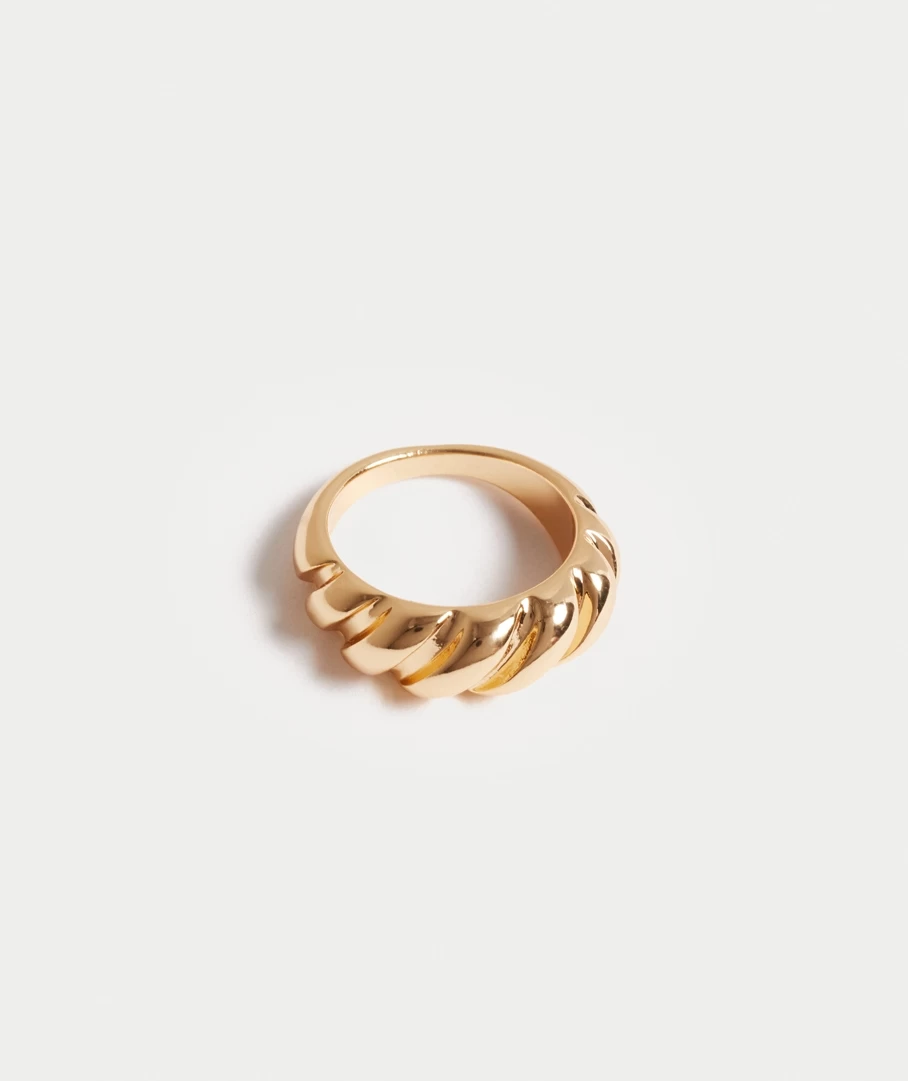 GOLD PLATED CROISSANT SIGNET RING