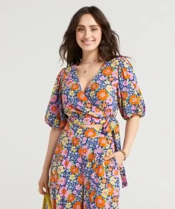 PEYTON PRINTED WRAP TOP