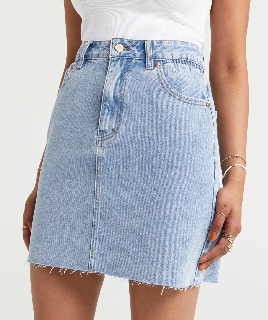 BREE HIGH WAISTED DENIM MINI SKIRT - Image 2