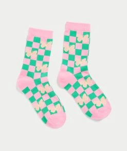 CHECKED BUTTERFLY CREW SOCK