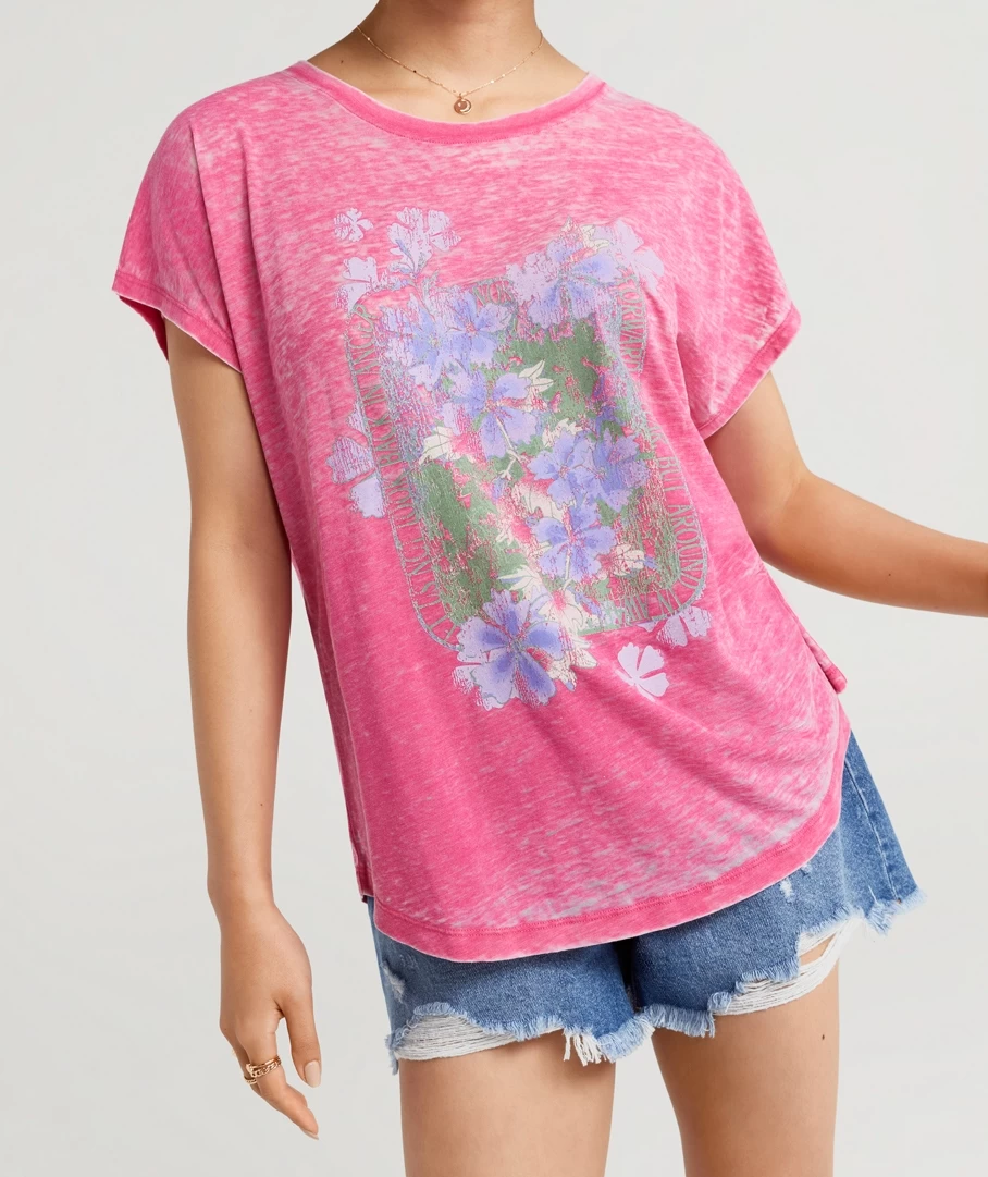 FLORAL BURNOUT GRAPHIC T-SHIRT - Image 2