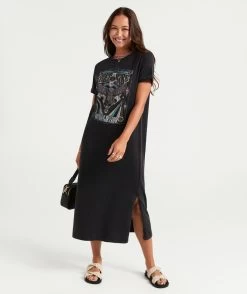 FREE VIBES GRAPHIC MIDI DRESS