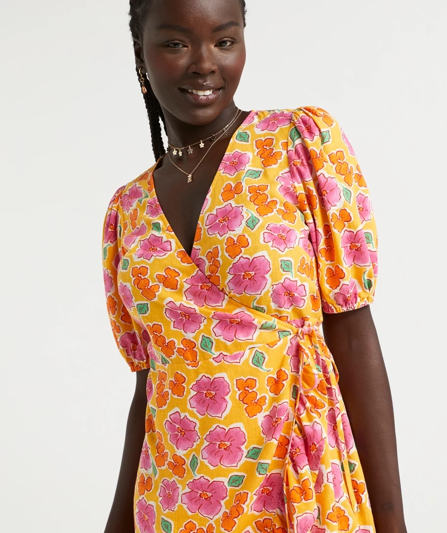 LOLA LINEN WRAP MINI DRESS - Image 2