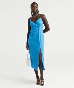 PAIGE LINEN STRAPPY MIDI DRESS