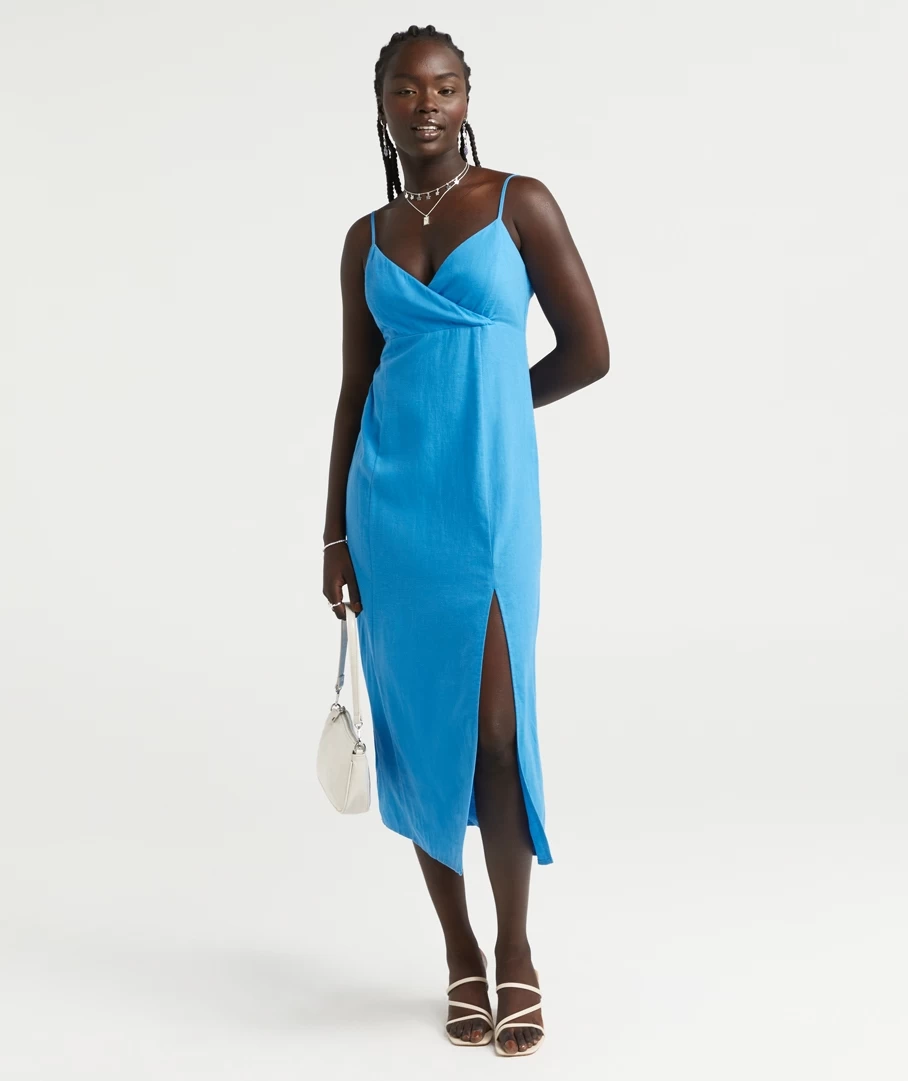 PAIGE LINEN STRAPPY MIDI DRESS