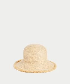 GIGI STRAW FRAYED BUCKET HAT