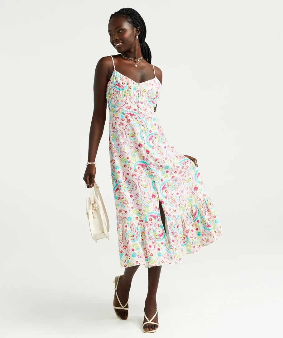 SALLY LINEN BUTTON DOWN MIDI DRESS