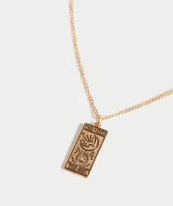 GOLD STAR & MOON TAROT CARD PENDANT NECKLACE