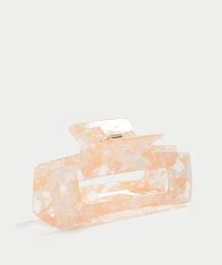 BLUSH MARBLE OPEN RECTANGLE HAIR CLAW