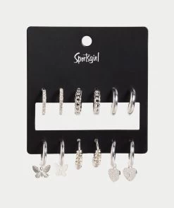 SILVER BUTTERFLY HOOP EARRING PACK