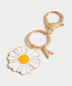 GOLD DAISY LETTER KEYRING