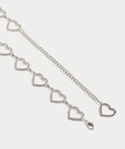 SILVER HEART CHAIN BELT
