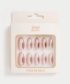 STICK ON NAILS - ROSE GOLD CHROME