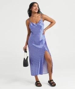 CALLI SATIN PRINTED SLIP MIDI DRESS