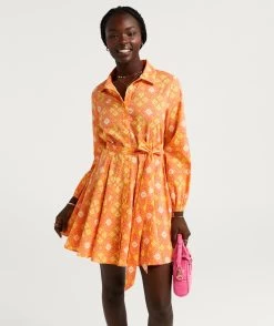 VANESSA COTTON GODET SHIRT MINI DRESS