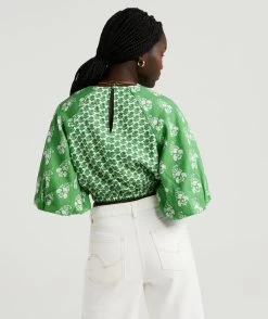 REMINGTON LINEN PUFF SLEVE PRINT TOP