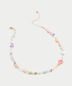 PASTEL BEAD DAISY NECKLACE