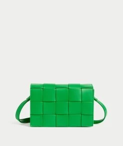 DAIZIE GREEN WEAVE CROSSBODY BAG