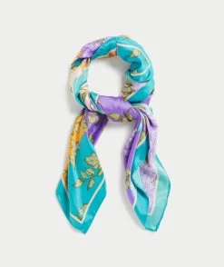 PATCHWORK FLORAL SATIN SCARF
