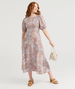 MAEVE PRINTED LINEN MIDI DRESS