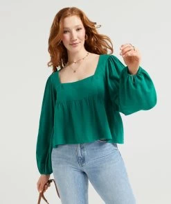 FREYA LINEN SQUARE NECK BLOUSE