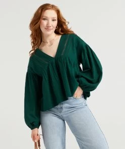 DANICA LINEN V NECK BLOUSE