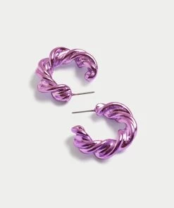PURPLE TWIST HOOP EARRING