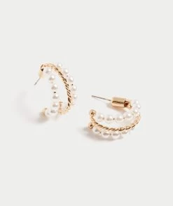 PEARL TRIPLE HOOP EARRINGS