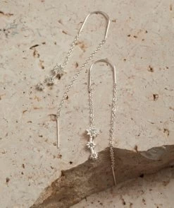 SILVER PLATED STAR DROP EARRINGS