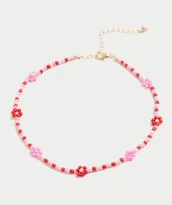 PINK DAISY CHOKER NECKLACE