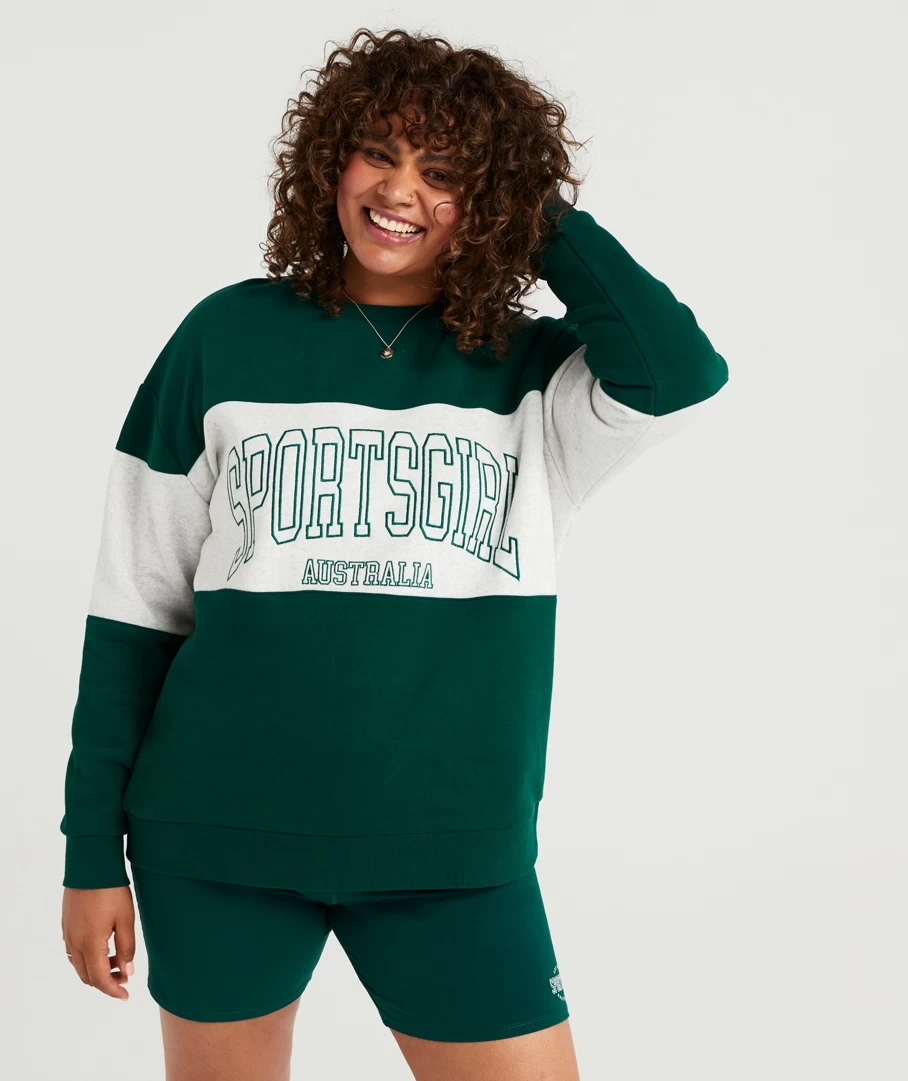 REWIND COLLEGIATE PANELLED OVERSIZED SWEAT