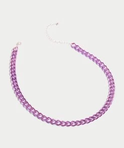 PURPLE CHUNKY CHAIN NECKLACE